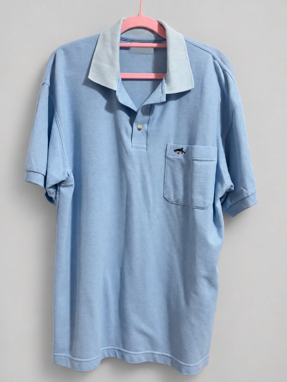 Dolphin Light Blue Polo Shirt with Pocket Men's Large